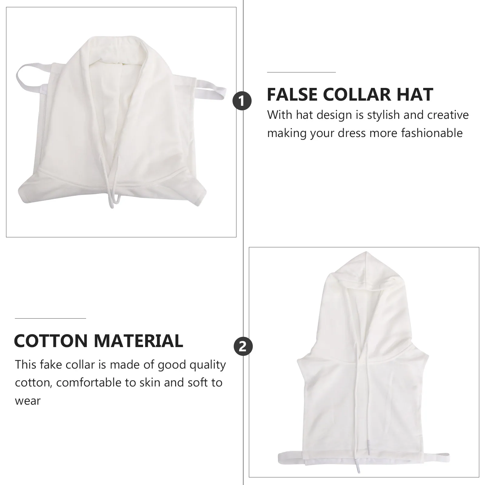 1Pcs Breathable Cotton Detachable Collar with Hat Hoodie Vest False Collar Unisex Fashion Accessory for Sweaters T Shirts Casual view 4