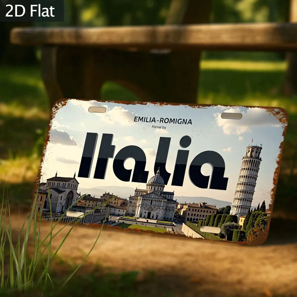 2D Flat - [Open ]2D Flat, Decorative License Plate Covers And Plaques, Flat 2D Design, Dimensions Are 12X6 Inches (30X15 Cm), Fe