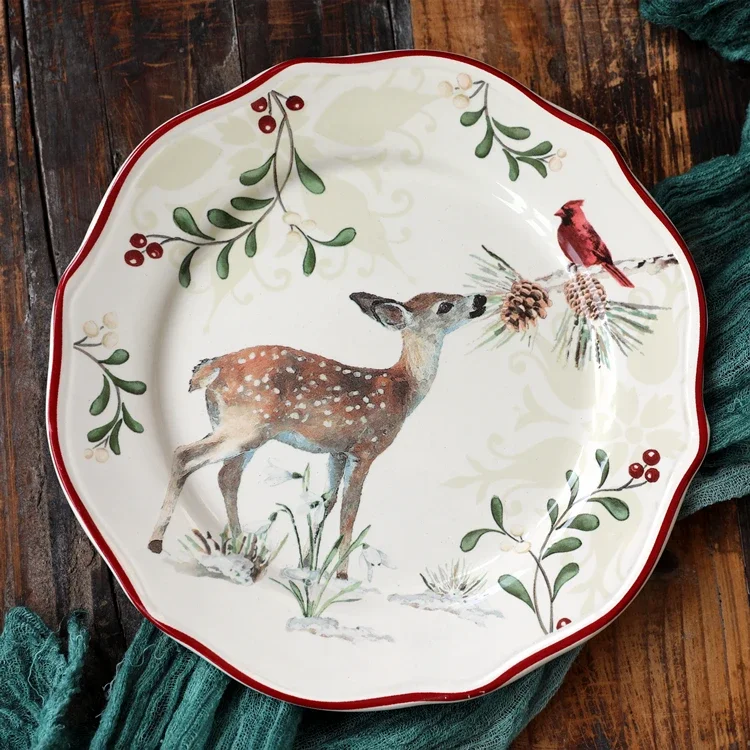 Export Creative Retro Tableware Household Ceramic  Candy Dim Sum  Deep  Vegetable Plate Bowl Long Square Basin