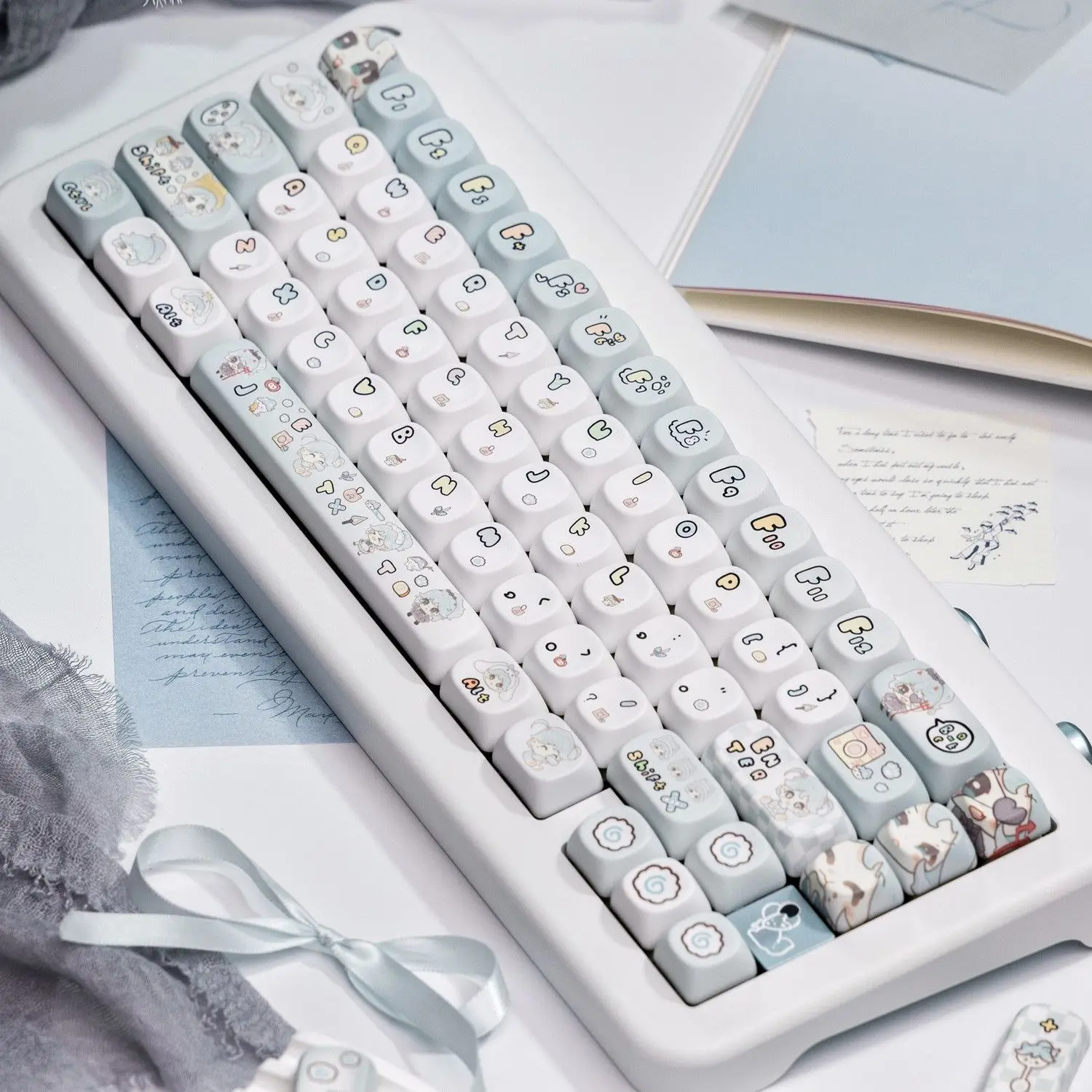 Jett Keycap لطيف Keycap MOA الملف الشخصي التخصيص هدية PBT Keycaps 131 مفاتيح صبغ الفرعية لوحة المفاتيح الميكانيكية Keycap MX التبديل