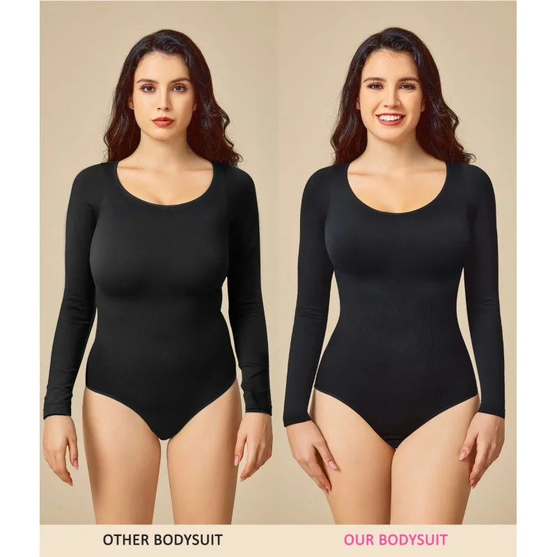 Cross-Border Hot Selling High Quality Seamless Body Shaping Clothes Body Shaping Long Sleeve round Neck Tights Waist and Abdomen