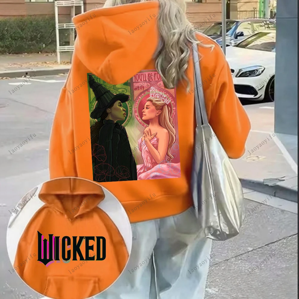 سترة شريرة بقلنسوة لخريف/شتاء 2025 للنساء على الوجهين مطبوعة بقلنسوة ملابس كلاسيكية بلوفرات غير رسمية بغطاء للرأس للنساء