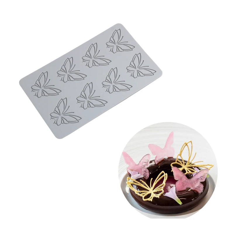 Meibum Sugarcraft Silicone Pad Butterfly and Leaves Design Lace Mat Silicone Cake Molds Chocolate Dessert Decorating Tools