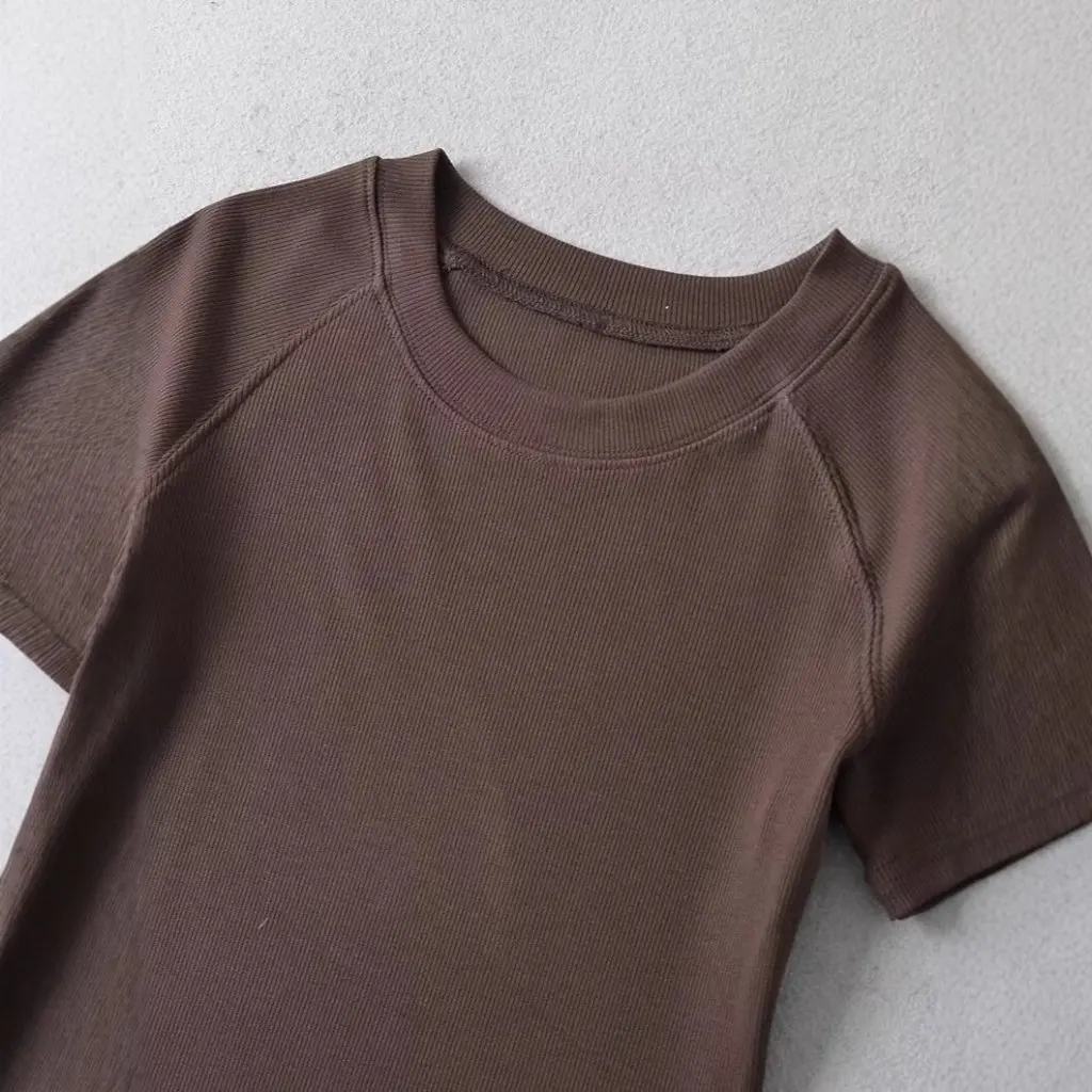 

Summer New Women's Slim-fit Short-sleeved T-shirt European American-Style Raglan Sleeve Hot Girl Navel Top