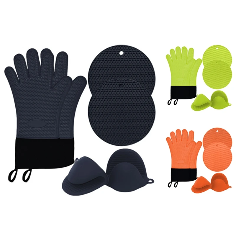 

JFBL Hot New Honeycomb Silicone Gloves Anti-Scalding Hand Clip Placemat Set Household Microwave Oven Gloves Oven Mitts