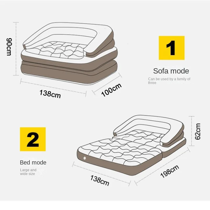 Opblaasbare matras leggen op de vloer, outdoor draagbare opvouwbare kampeertent, luie bank, opvouwbaar luchtbed