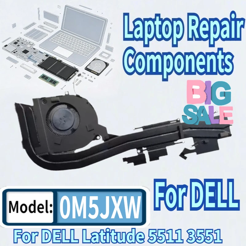 

M5JXW 0M5JXW 058FXF 58FXF New For DELL Latitude 5511 3551 Radiator Copper Tube Heatsink AT2VX006SSL