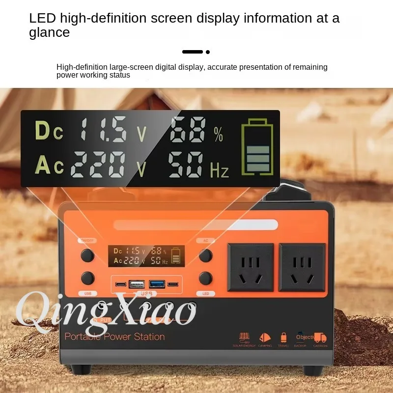 220V Portable Power Station Large Capacity Solar Generator For Outdoor Camping Travel Home And Emergency Backup Use Lifepo4