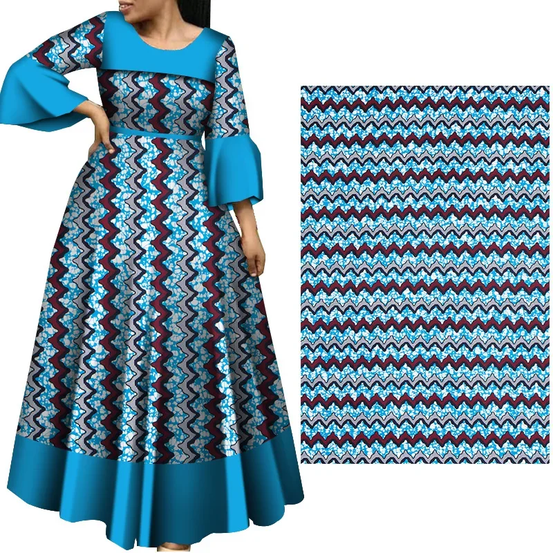 Ankara afrikanisches Polyester druckt Batik Patchwork Stoff echtes Stoff wachs hochwertiges afrikanisches Näh material 6 Meter für Party kleid