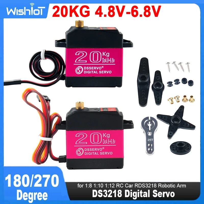 Servo Digital DS3218, 20KG, resistente al agua, alto par, engranaje totalmente metálico, Servo de dirección RC para coche teledirigido 1:8 1:10 1:12, brazo robótico RDS3218