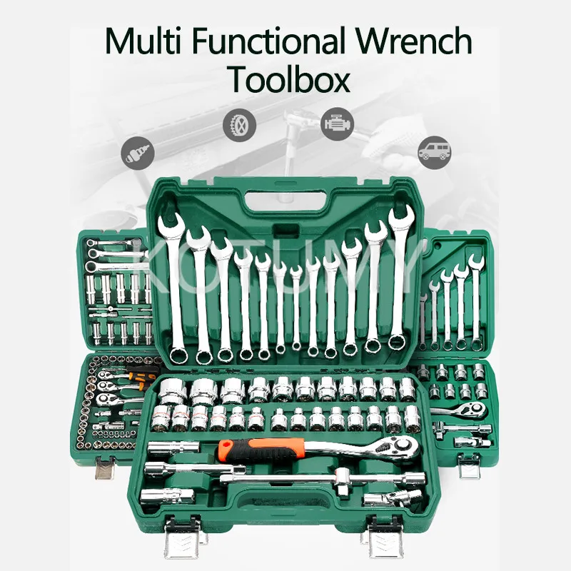 37 Pieces Combination Sleeve Tool Car Repair Socket Wrench Set Polishing processing Combination Universal Repair Tools