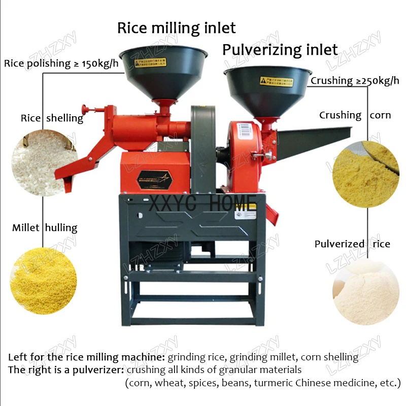 Electric Farm Combined Rice Husk Mill Grinder Machine Rice Flour Milling Crushing Machines Rice Paddy Peeling And Dehulling