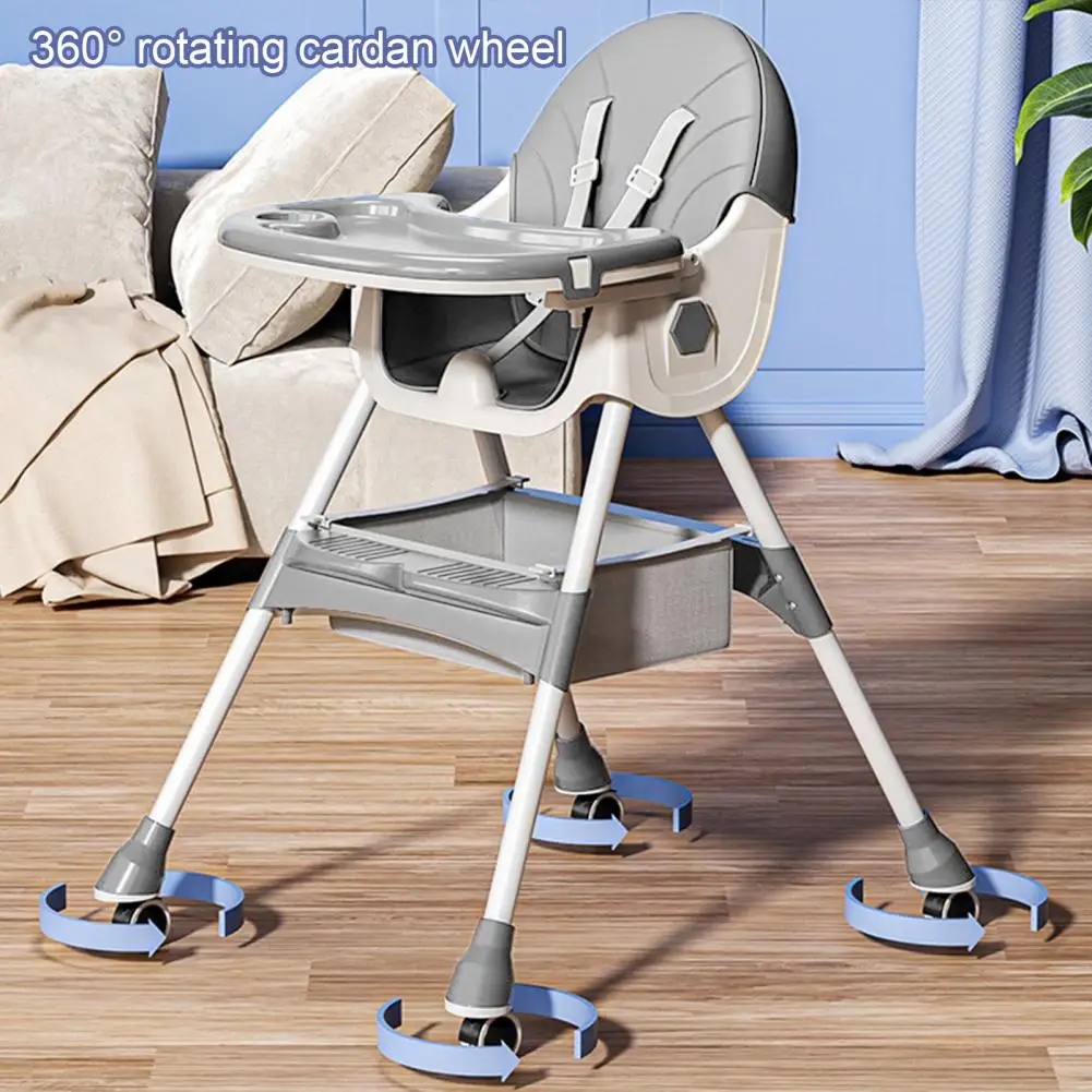 5 in 1 Baby High Chair Portable Dining Chair with Adjustable Backrest Double Dinner Plates 3-Level Height Recline Safety Harness