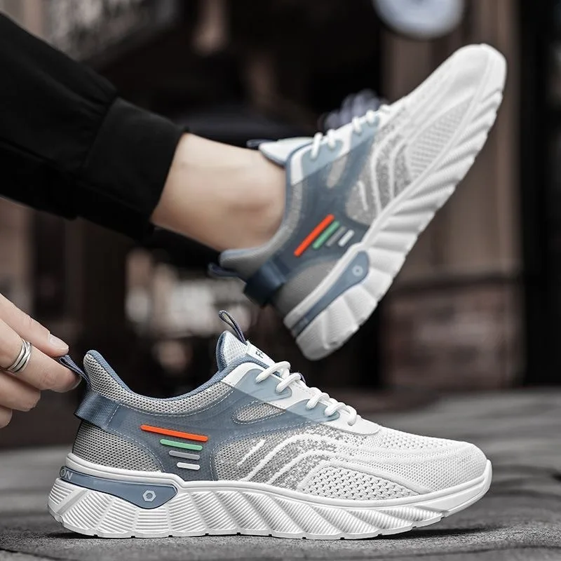 Trendy Summer Men Sneakers 2024 New Breathable Elasticity Air-cushion Running Sports Shoes Tennis Shoe Non Slip Basketball Shoes