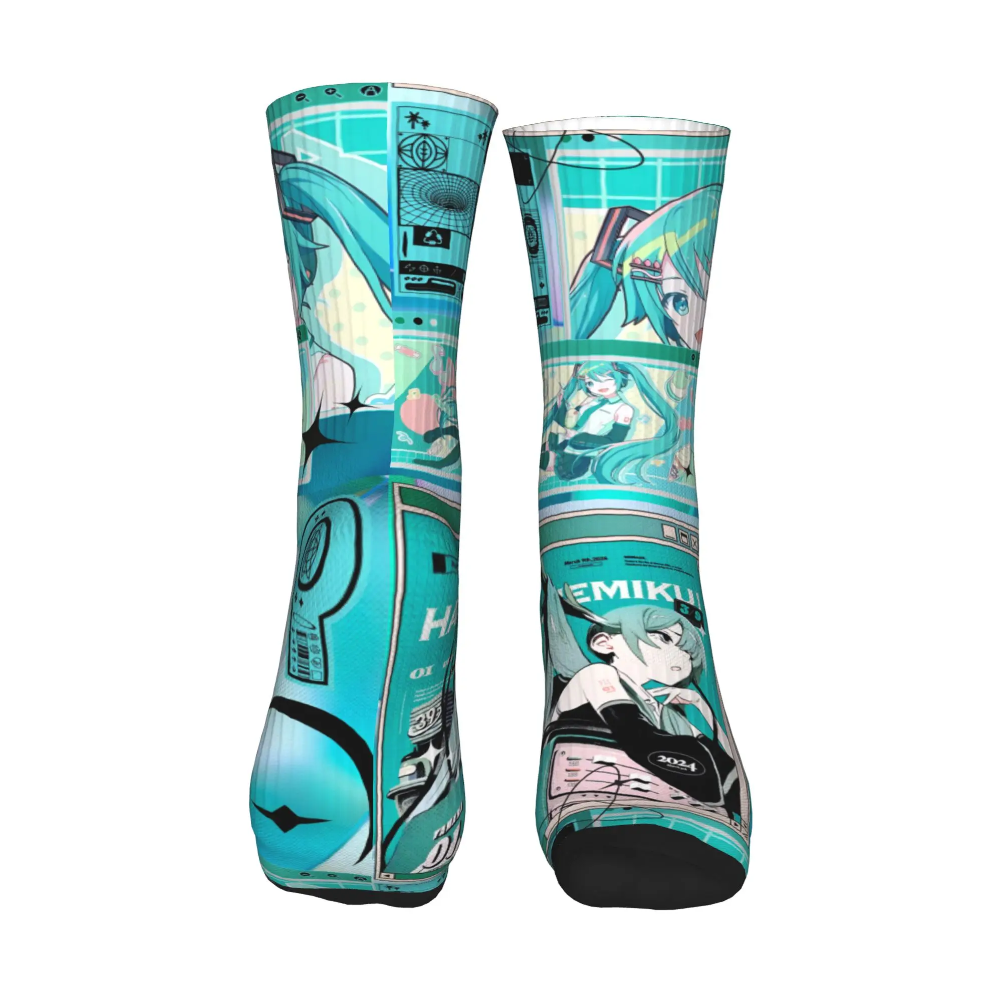 애니메이션 하츠네 미쿠 양말 남성 여성 따뜻한 패션 크루 양말