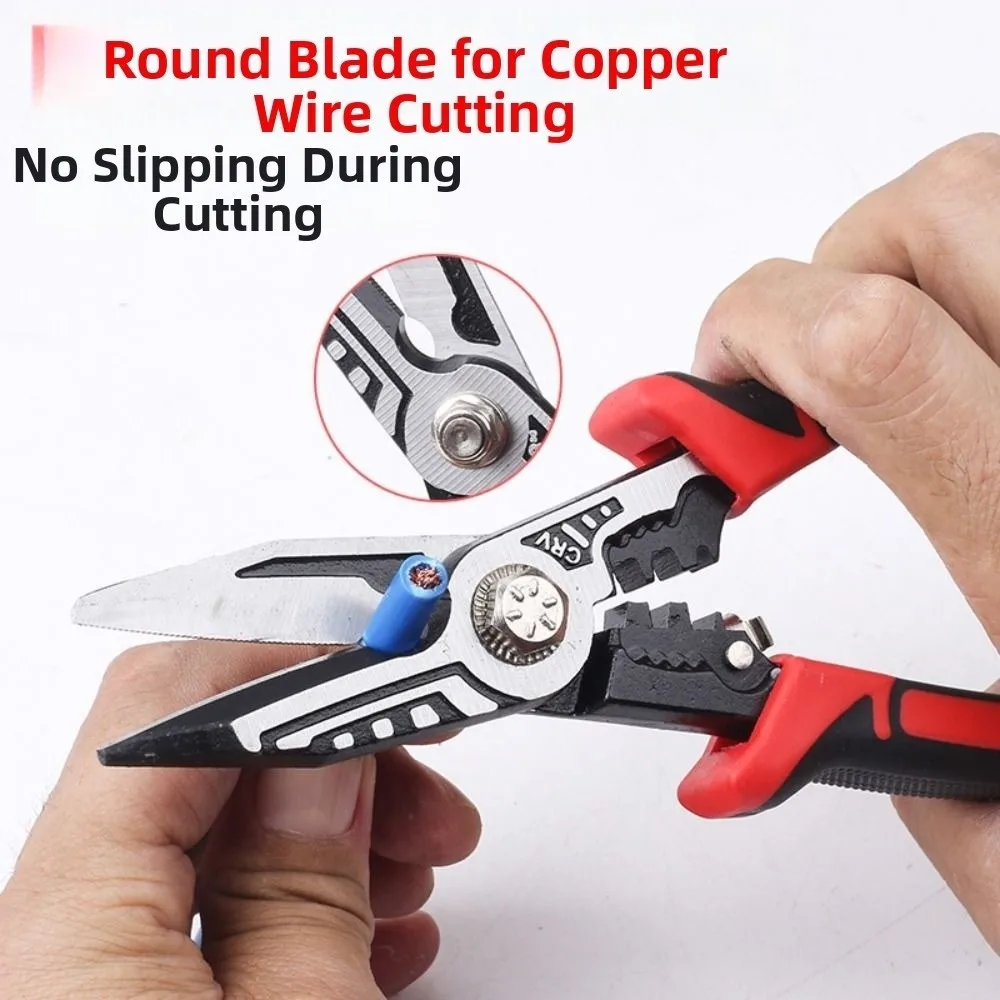 Multifunctional Wire Stripping Pliers Anti Slip Handle Professional Grade Wire Cutters Rustproof Ergonomic Grip