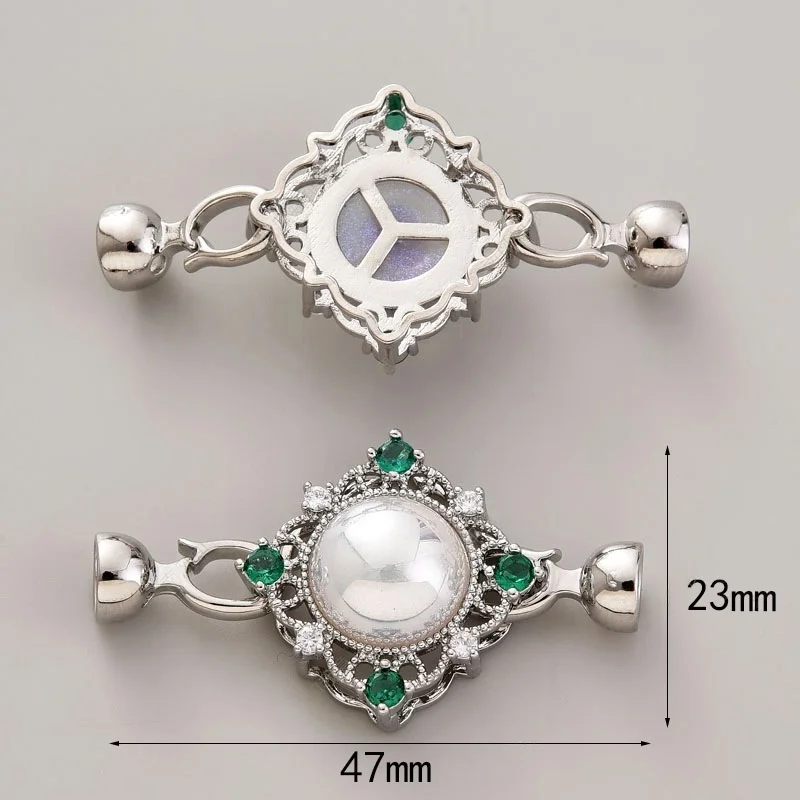 1 Piece Pearl Necklace Bracelet Link Buckle Vintage Emerald Zirconium Handmade Closing Buckle DIY Jewelry Accessories Wholesale