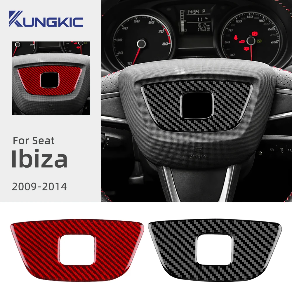 

For Seat Ibiza 2012 2013 2014 LHD RHD Car Steering Wheel Center Bottom Decor Frame Trim Accesso Real Soft Carbon Fiber Sticker
