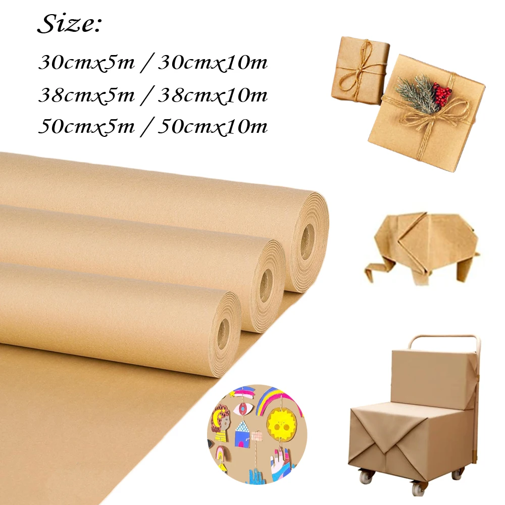 5/10 m braune Kraftpapierrolle, robustes, reißfestes, umweltfreundliches Geschenkpapier für Geschenkboxen, Blumen, Verpackungen und Bastelarbeiten