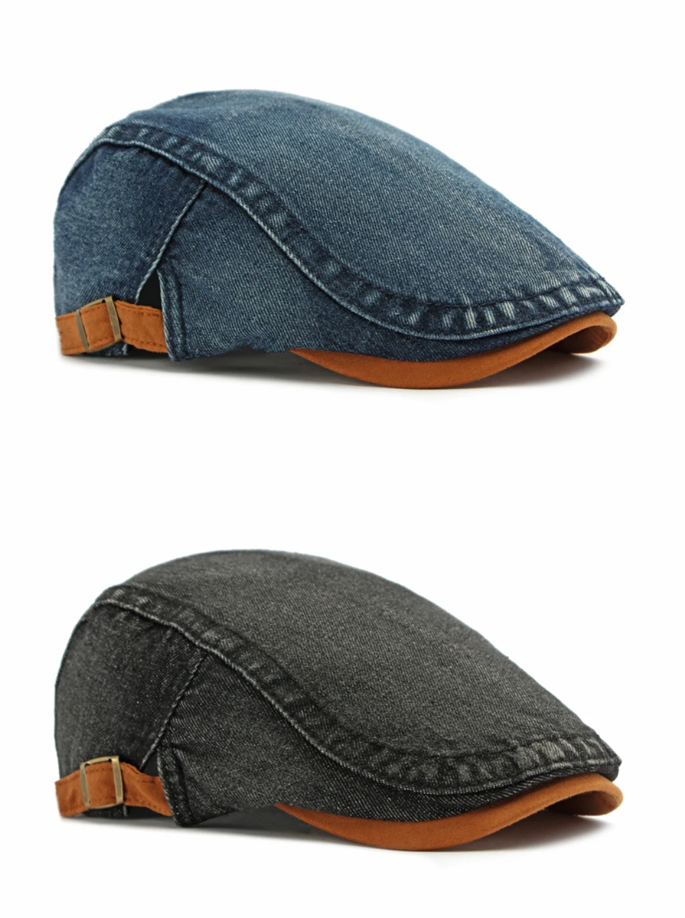 HT5106 Baskenmützen für Herren und Damen, Vintage Künstler-Mütze, Verstellbare Ivy-Flatcap für Frühling und Herbst, Denim-Baskenmützen – Detail 7