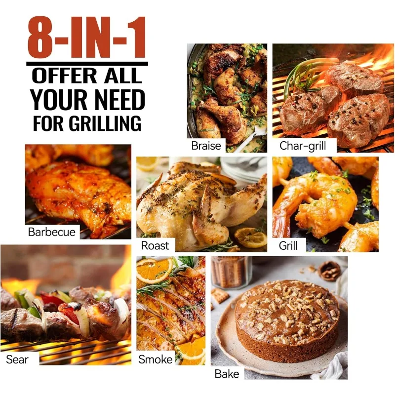 مدخن شواية الحبيبات الخشبية مع التحكم PID، غطاء المطر، 700 مربع. في منطقة الطبخ للشواء في الهواء الطلق والدخان والخبز والتحميص،