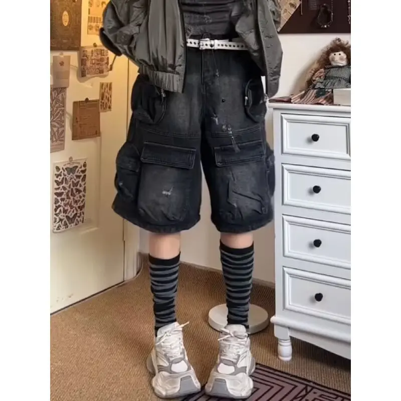 

Black Jeans Jorts High Street Y2k Baggy Denim Shorts Femme Jean Shorts Woman Summer Ladies Girl Women Clothing Clothes Pants