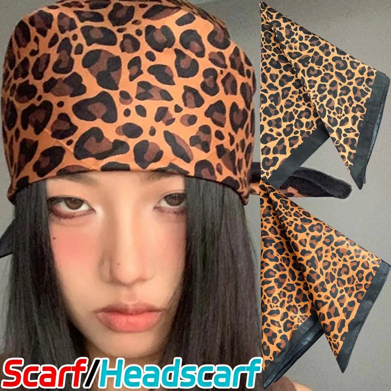 

Decorative Leopard Print Scarf Spice Girls Stretchable Square Neckerchief Hip-hop Elastic Neck Scarves Woman Light Thin Hijab