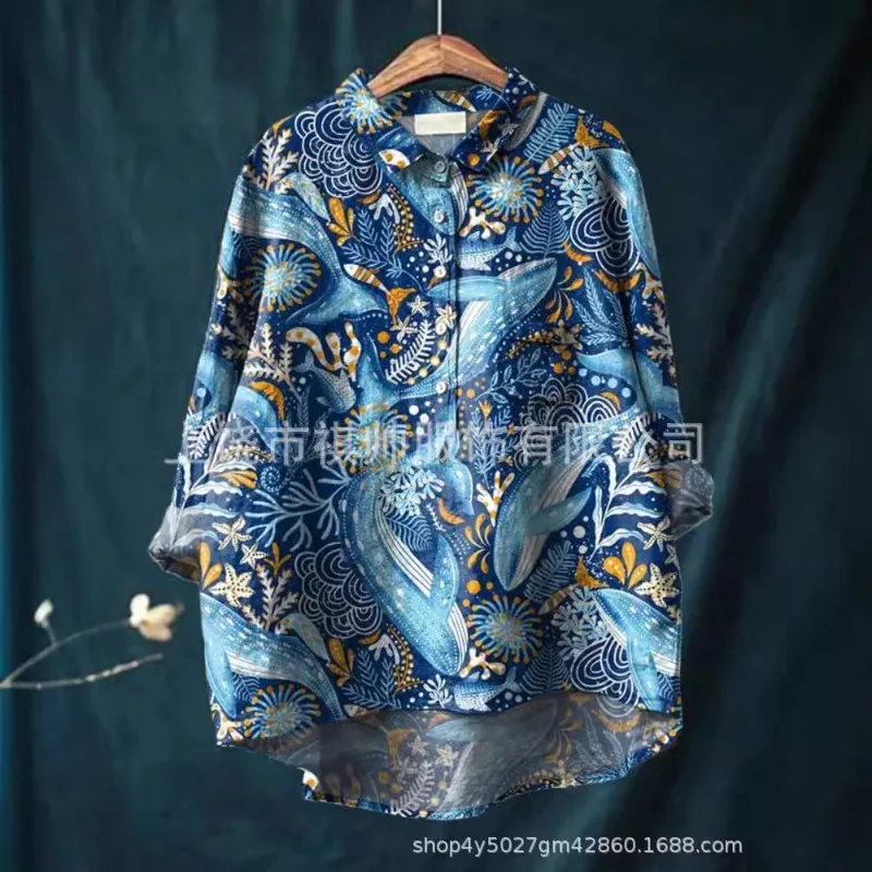 

Blouse Shirt Women Autumn Long-sleeved Cardigan Hawaiian New Comfortable Casual Minimalist Fashionable Niche Elegant Distinctive
