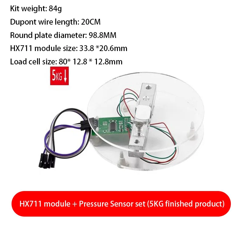 Digitaler Wägezellen-Gewichtssensor HX711 AD-Konverter Breakout-Modul 1 kg-20 kg tragbare elektronische Küchenwaage für Arduino-Waage – Detail 8