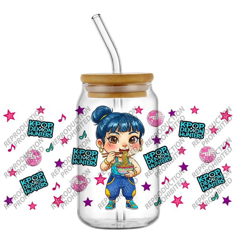 新しいKPOP漫画ハンターデザイン簡単剥離防水パーティーDIYデカール3D転写uvdtfタンブラーステッカー16オンスuv dtfカップラップ