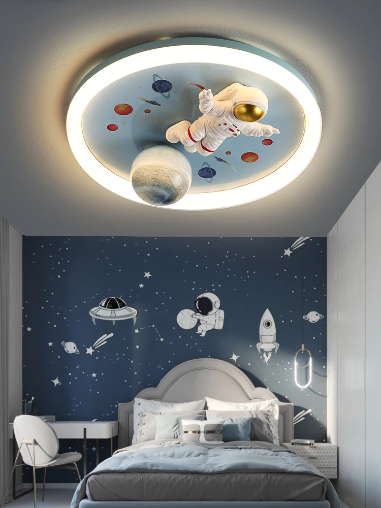 luz de teto da lua astronauta para o quarto das criancas luz redonda dos desenhos animados quarto criativo moda moderna quarto de menino 01