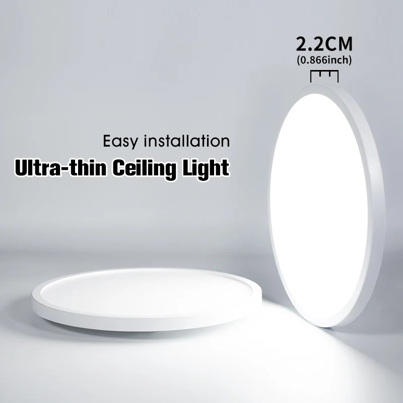 Ultra-Thin 2CM LED Ceiling Light Warm/Cold White No Flicker Simple Round Flush Mount Lamp Bedroom Living Room Kitchen Home Decor