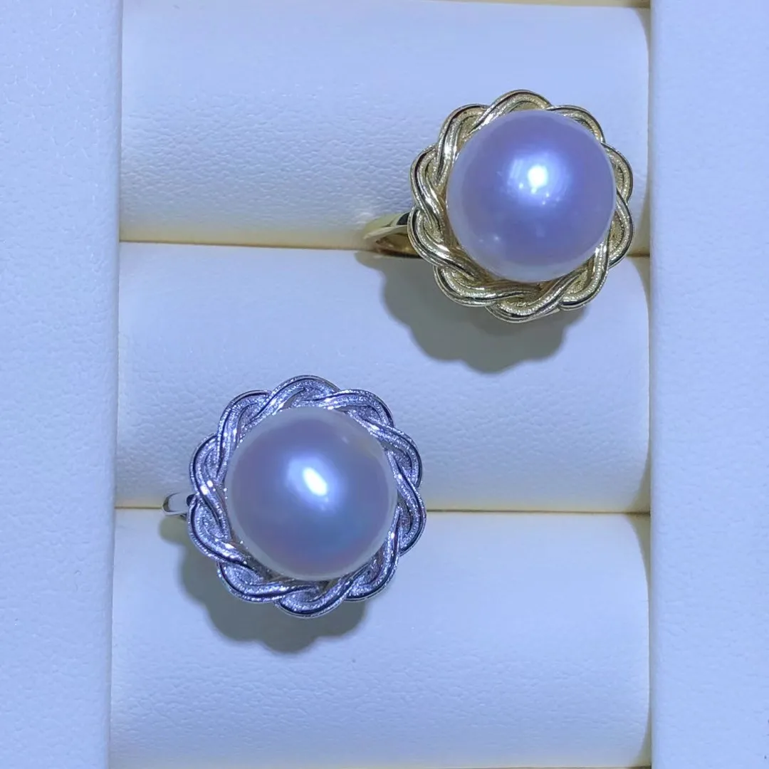 

Регулируемое кольцо из стерлингового серебра S925, настройки, фурнитура, крепления, аксессуары, детали, фитинги для жемчуга 11-12 мм, 5 шт./лот