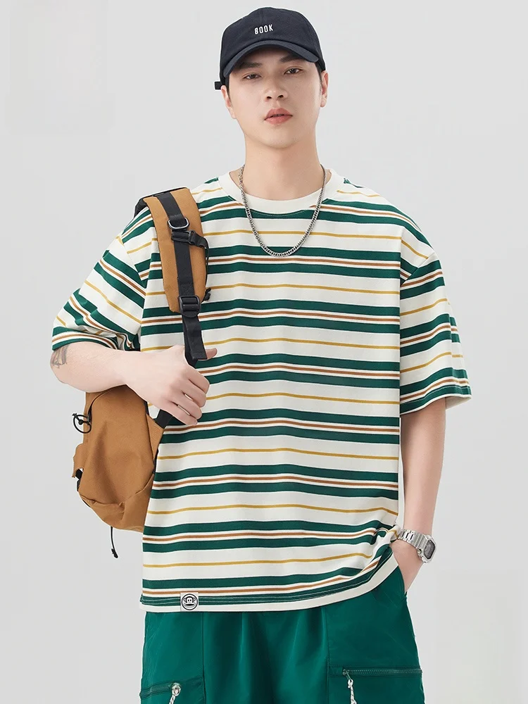 

Мужская летняя футболка Paul Frank Large Mouth Monkey Stripe Color Block с коротким рукавом, в американском ретро-стиле, свободного кроя, с круглым вырезом