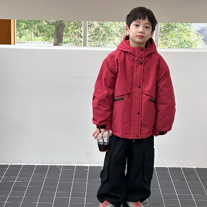 سترة أطفال مبطنة بالصوف 2025 شتاء جديد سميك للأطفال سترة واقية للأولاد معطف قطني دافئ للخريف والشتاء #3