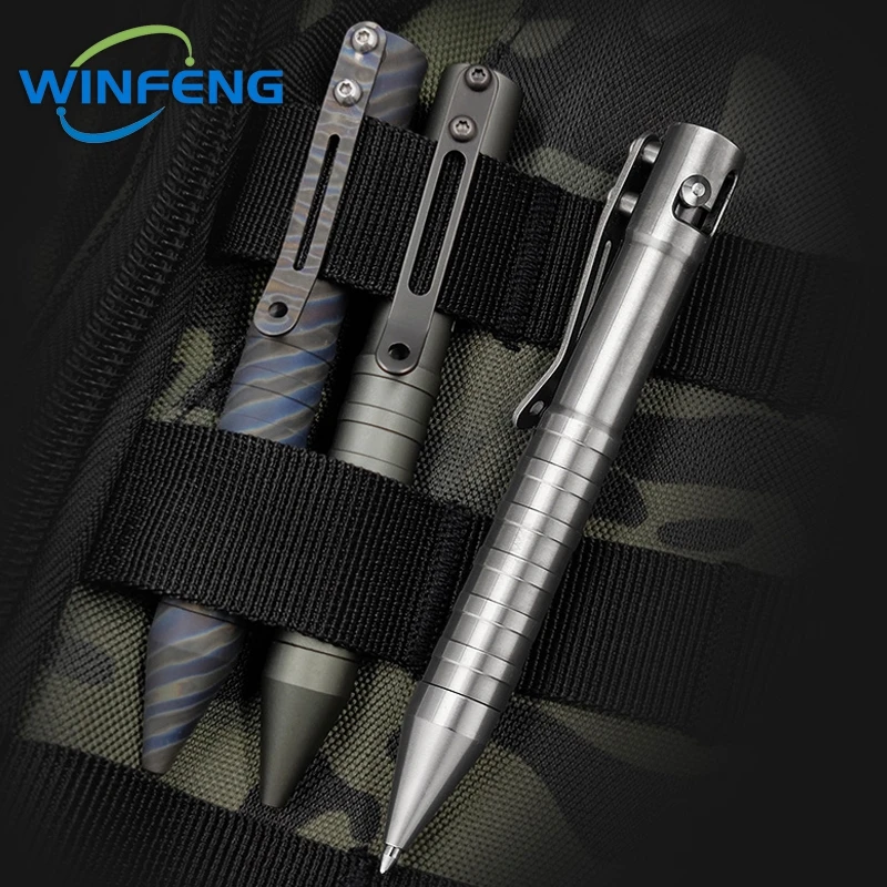 Titanium Alloy Tactical Ballpoint Pen, Business Bolt Action Signature Pen, Disjuntor de vidro de emergência, Survival Self Defense EDC Tools