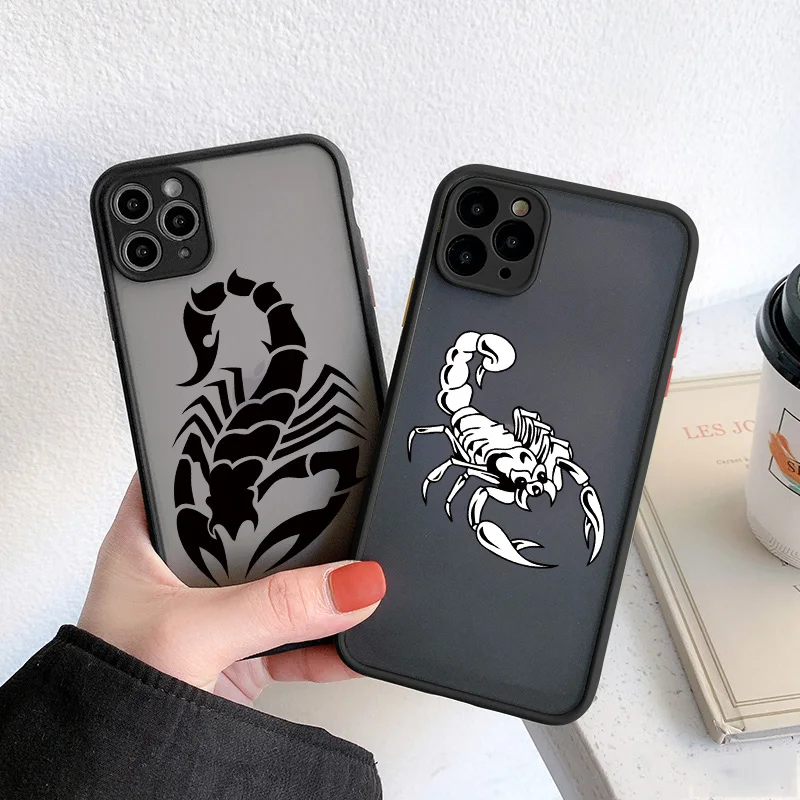 Scorpion Half-wrapped hard phone Case For iPhone X XR XS X 16 15 12 11 13 14 Pro Max back Cases 7 8 plus SE2 mini Cover Coque