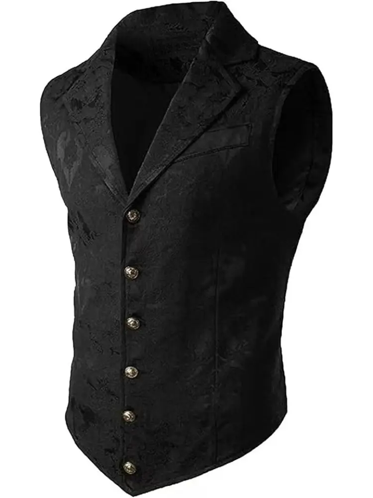 Medieval Gothic Vest for Men Vintage Steampunk Waistcoat Victorian Costume Renaissance Pirate Jacket