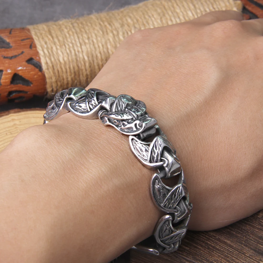 Viking Ouroboros Punk Bracelet for Men