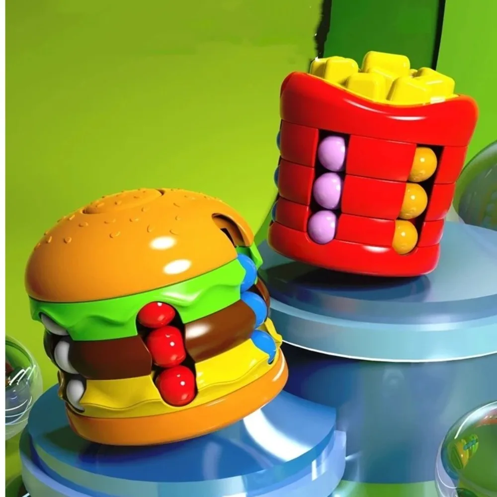Nouveau Hamburger rotatif Cube magique coloré haricot soulagement du Stress doigt jouet frites développer l'intelligence Fidget jouet