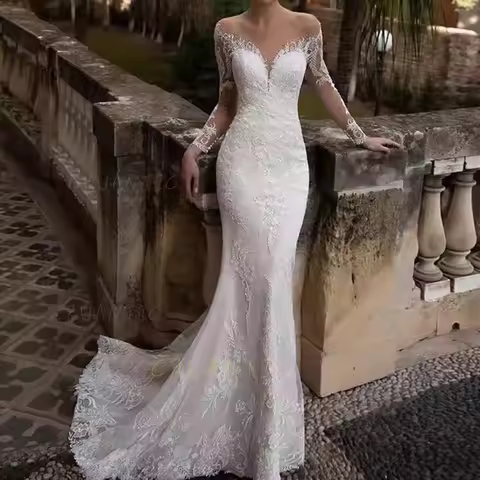 New Designs Mermaid Wedding Dress Luxury Women Birthday Prom Dinner Gowns Custom Applique Princess V-neck Evening Dress 2025