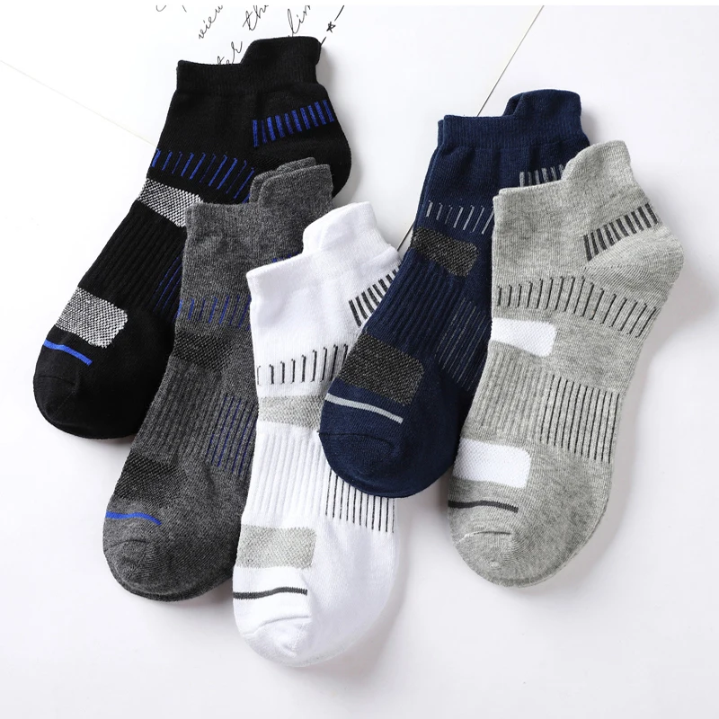5 Pairs Professional Sports Fitness Socks Breathable Cotton Ankle Socks Men Women Short Quick-Drying Basketball Training Sox
