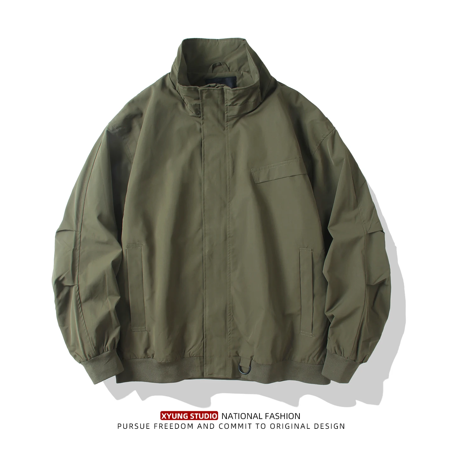 

Мужская повседневная куртка-пилот в американском ретро-стиле, свободного кроя, с воротником-стойкой, из полиэстера, на молнии, осенняя новинка