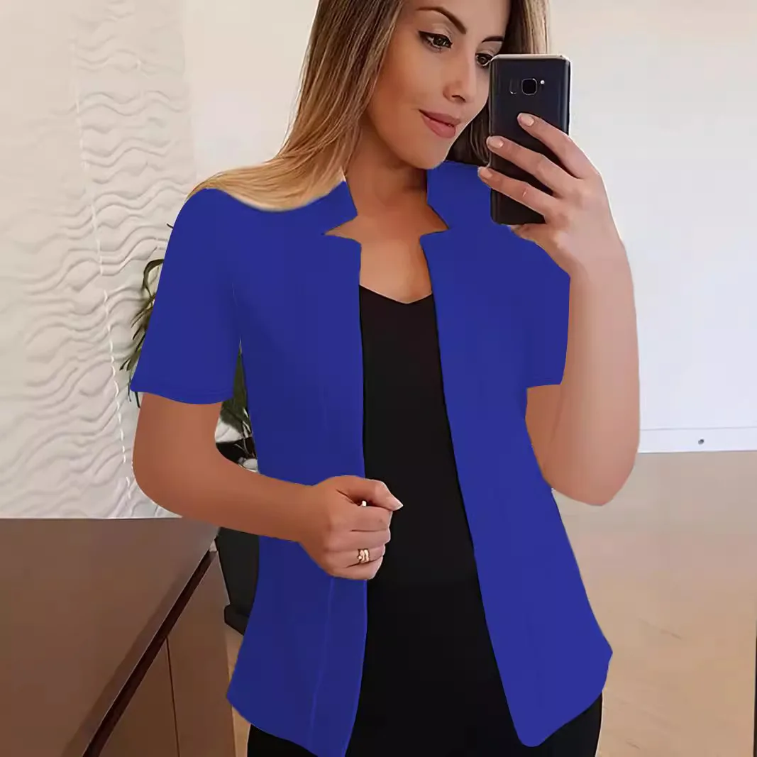 Blazer Women Coat New solid-colore Stylish short-sleeved Blazer Versatile Suit Professional Casual Blazer women's Clothing