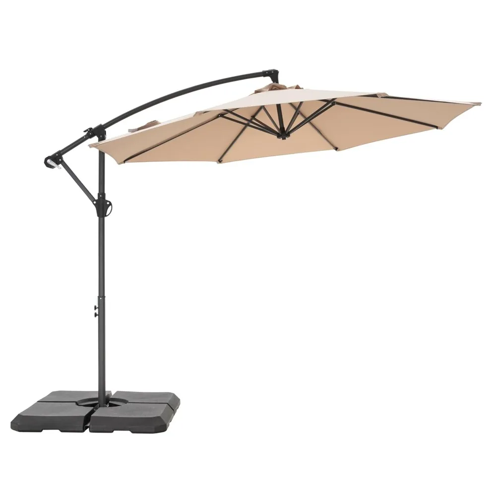 

10ft Offset Patio Umbrellas with Base Included, Outdoor Market Hanging Umbrella with 8 Ribs, Customized