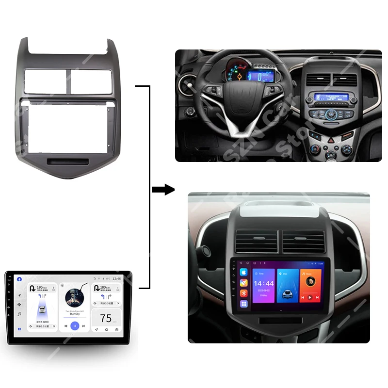 9 inch Dash Kit for Chevrolet Aveo Sonic 2011-2015 Car Radio Fascia Frame Android Player Adapter Cover Stereo Panel Bezel GPS