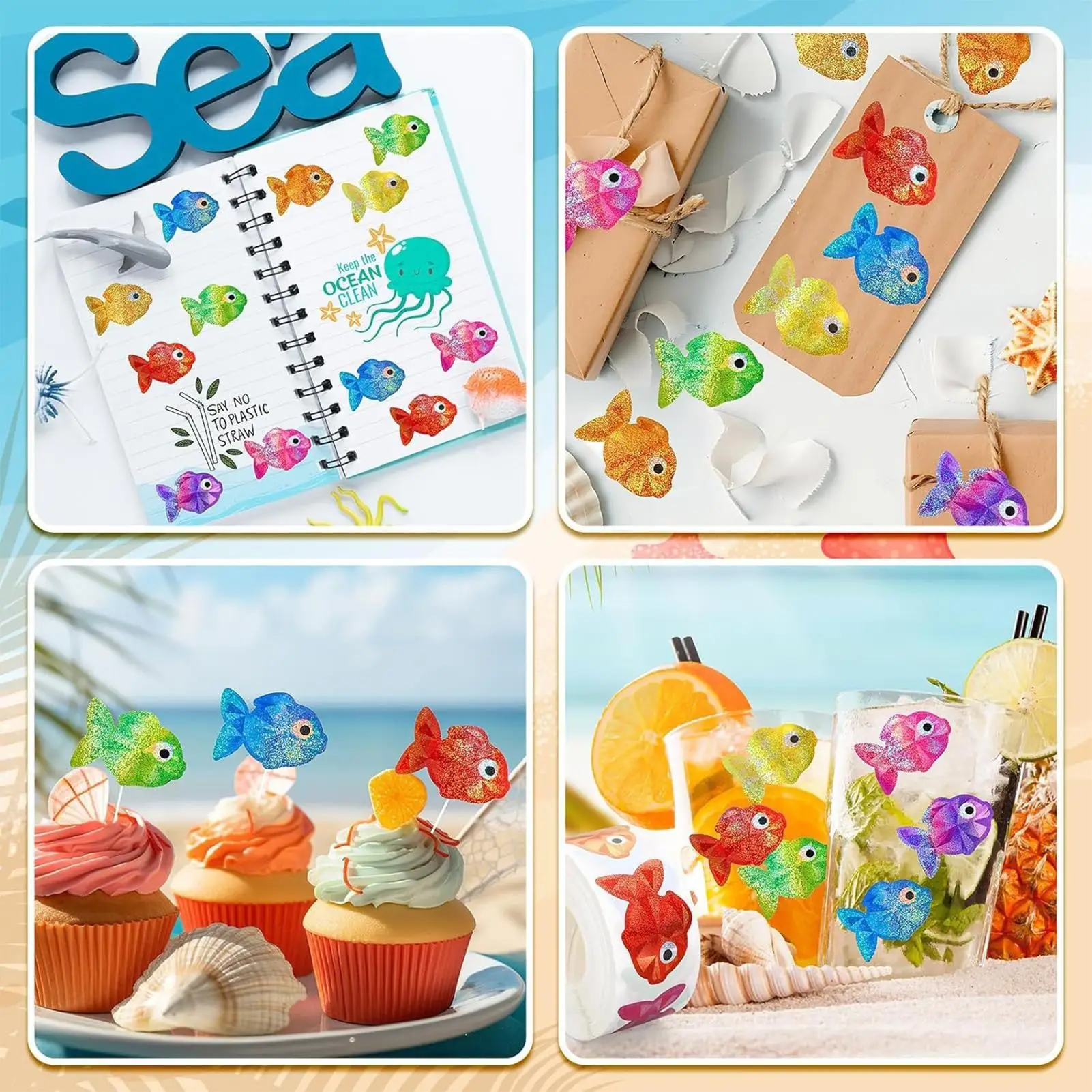 

Fish Stickers For Kids 500 Sheets Assorted Fade-Proof Motivational Fish Stickers For Kids For Boys Toddler Teens Students