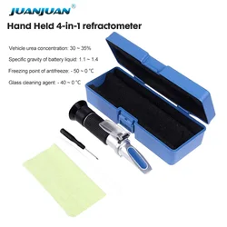 4 In 1 Refractometer Antivries Koelvloeistof Tester Atc Adblue Motor Vloeistof Propyleen Ethyleen Glycol Detector Auto Schoon Batterij Test