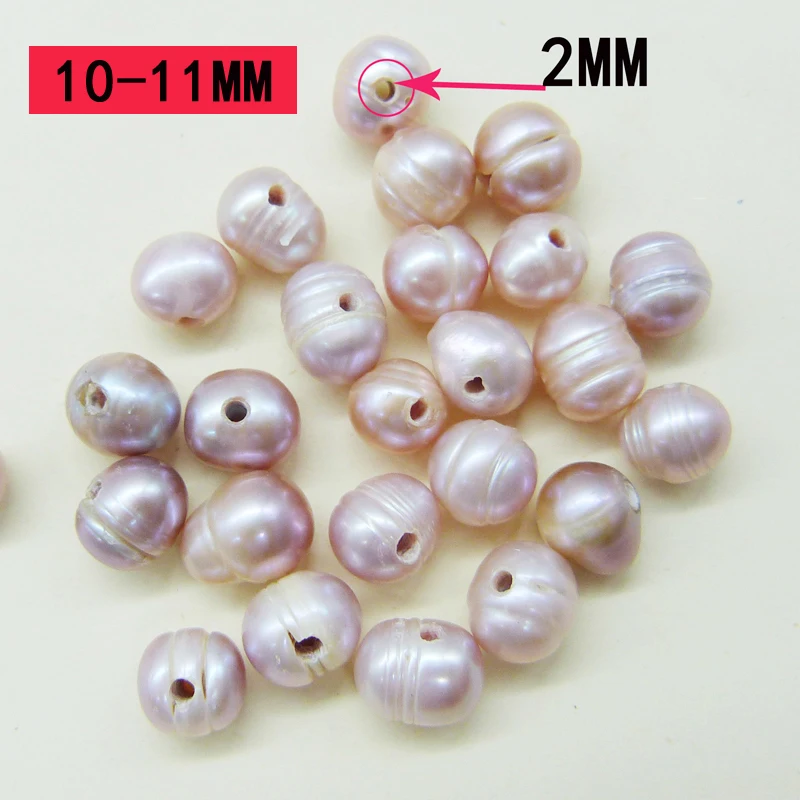 100pcs 10-11mm Natural purple Freshwater Pearl  2mm hole DIY hand made pearl