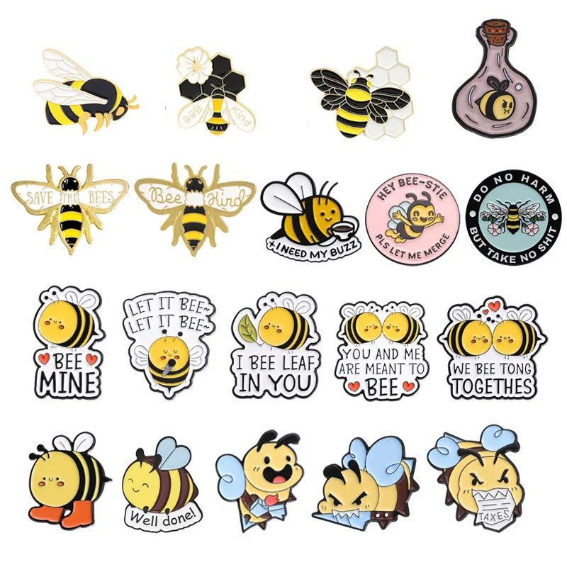 Cartoon Cute Cute Bee Series Metal Badge Fun Animal Insect Set Multi Style Painted Brooch